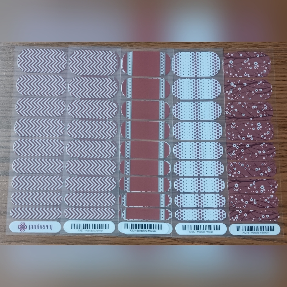⚜️ Jamberry Nail Wraps ⚜️ New In Pack ⚜️ J4 ⚜️ Marsala Bundle 2 ⚜️ Lot of 4pks⚜️
